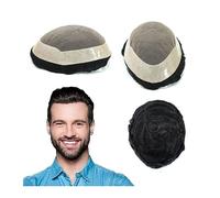 Mens Toupee Durable Fine Mono Hairpieces Male Hair Prosthesis 6" Remy Human Hair Men's Toupee #1B Black Hair Replacement Systems 130% Denstiy Natural Wig for Men Toupee for Men(6x8)