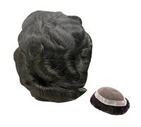 Men'S Toupee Fine Mono Npu Base Mens Toupee Indian Hair Replacement System 110-130% Density Durable Wave Human Hair Toupee Hairpiece For Men Men'S Wig,Wave Toupee 1b20 130%,6x8
