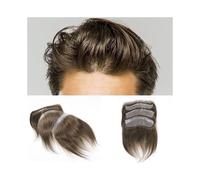 Mens Toupee Forehead Hairline Toupee for Men #7 Brown Human Hair V Loop 0.06mm Thin PU Skin Men's Frontal Hairpieces Hairpieces(16x1.5cm)