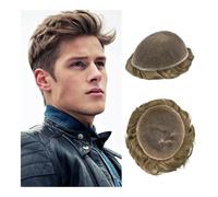 Mens Toupee Full Lace Men Toupee Human Hair Wig Indian Remy Human Hair Breathable Soft Capillary Prosthesis Hairline System Man Wigs Wigs(6x8)
