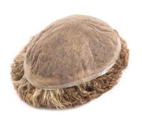 Men's Toupee Full Lace Men's Toupee 15mm Curly Breathable Male Hair Prosthesis Natural Human System Unit Toupee for Men