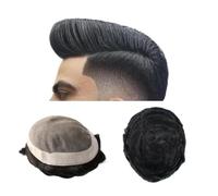 Mens Toupee Hair Prosthesis Patch Units Hair Replacement System for Men Base Real European Human Hair Pieces for Mens Wigs(Jet black,8x10)