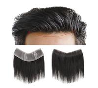 Mens Toupee Hairline Toupee Frontal Hairpiece, Indian Human Hair System 4cmx18cm V-Shape Front Men's Toupee Thin Skin 0.08-0.10mm PU Base Replacement System Toupee Hair for Men