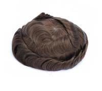 Men's Toupee Human Hair 0.12-0.014Mm Skin With Knots Wigs Black Brown gray9 Hair Prosthesis straight toupee 7x10#free#130#4