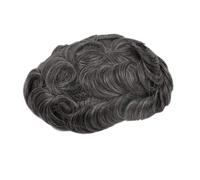 Men's Toupee Human Hair 0.12-0.014Mm Skin With Knots Wigs Black Brown gray9 Hair Prosthesis straight toupee 6x8#free#130#1B40