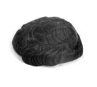 Men's Toupee Human Hair 0.12-0.014Mm Skin With Knots Wigs Black Brown gray9 Hair Prosthesis wave toupee 6x8#free#120#1B20