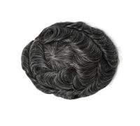 Men's Toupee Human Hair 0.12-0.014Mm Skin With Knots Wigs Black Brown gray9 Hair Prosthesis wave toupee 6x9#free#130#1B30