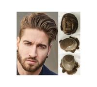 Mens Toupee Human Hair Durable Hairpieces Lace Thin Replacement System For Men Toupees Bleached Knots Swiss Lace Front With Male Wig Wigs(Darkest Brown,6x8)