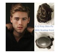 Mens Toupee Human Hair Prosthesis Men Wigs Durable Poly Skin Men Toupee Replacement System Skin Human Hairpiece Unit Toupee Men Wigs(Dark Brown,8x10)