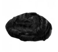 Mens Toupee Human Hair Replacement System,Mono and PU Medium Density 6" Durable Male Hair (30 mm Wave) Hair Pieces Replacement(5"x7")