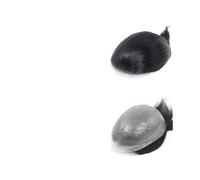 Men's Toupee Human Hair Toupee for Men 0.02-0.04mm Ultra Thin PU Skin Natural Black Mens System