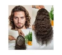 Mens Toupee Human Hair Toupee for Men, 8x10 inch Mono Lace with PU Base Men's Hairpiece 12" Natural Wave European Hair Replacement System 3# Brown Color Toupee Hair for Men