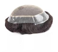 Mens Toupee Human Hair Toupee for Men Australia Soft Breathable French Lace PU Base Male Prosthesis Indian Remy System Unit for Hairpieces(6x8)
