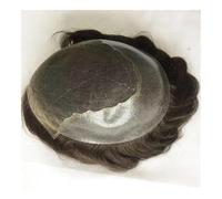 Mens Toupee Human Hair Unit Prosthesis Men Toupee Durable Hairpieces Lace Thin Replacement System For Men Toupee Short Hair Wigs for Male Wigs(Darkest Brown,6x8)