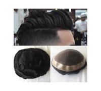 Mens Toupee Human Hair Wigs for Men Fine Mono Lace Base Short Human Hair Wigs for Male Hair Unit Prosthesis Men Toupee Wigs(6x8)