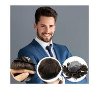 Mens Toupee Indian Remy Human Hair System Men's Hair Pieces 8×10 inch Invisible Full Poly Skin PU Injection Mens Toupee 120% Density Durable Male Hair Prosthesis Toupee for Men