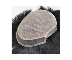 Men's Toupee Lace Front Toupee for Men Human Hair Silk Base Pieces Diamond with Thin PU Skin Around System(7x9)