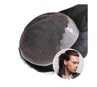 Mens Toupee Long Human Hair Toupee for Men 8x10 Inch Breathable Swiss Lace with Back Clear Poly Skin Hair System Natural Hairline Remy Hair Replacement Units Toupee for Men(Medium Brown,18 inches)