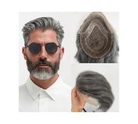 Mens Toupee Male Capillary Prosthesis Indian Remy Hair Fine Mono Top Lace Front Thin Skin PU Base Men's Toupee 8x10" Human Hair Replacement System Toupee Hair for Men