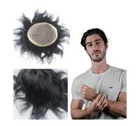 Mens Toupee Male Hair Prosthesis Mono Men Wig Hair pieces 100% Human Men Toupee Hair Replacement System Human Hair Toupee Wigs(Jet black,6x8)
