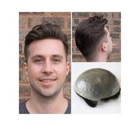 Mens Toupee Male Human Hair Wig Full PU 0.12mm Men Wig Human Hair Full PU Replacements Men Toupee Remy Hairline Wig For Man Wigs(Lightest Brown,8x10)