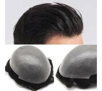 Mens Toupee Male Wig Toupee With Knots Full Human Hair Wig for Men 0.06-0.08cm Thin Skin Capillary Prothesis Hairline System Unit Wigs(6x8)