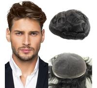 Mens Toupee Men Capillary Prosthesis HD Lace Man Toupee Indian Human Remy Hair Wigs Full Lace Human Hair System Replacement Hair Wig Wigs(Brown,6x8)