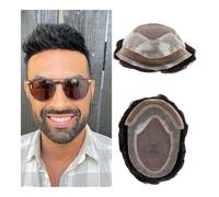 Mens Toupee Men Capillary Prosthesis Swiss Lace Human Hair Wigs Indian Remy Hair Sytsem Unit Frontal Lace Toupee Hairpiece Wigs(Brown,7x9)