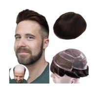 Mens Toupee Men Lace Indian Human Hair WIgs for Man Invisible Hair System Black and Brown Breathable Human Hair Replacement Wigs Wigs(Black)
