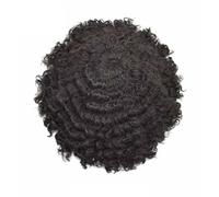 Mens Toupee Men Toupee Afro Curly Men's Wigs Breathable Mono Top and PU Perimeter Male Hair Capillary Prosthesis 6" Replacement System Unit Human Hair Wig Toupee for Men(1B 12mm wave 120%,5x7)