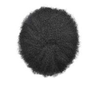 Mens Toupee Men Toupee Afro Curly Men's Wigs Breathable Mono Top and PU Perimeter Male Hair Capillary Prosthesis 6" Replacement System Unit Human Hair Wig Toupee for Men(1B 4mm wave 120%,6x8)