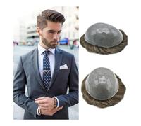Mens Toupee Men Toupee Human Hair Invisible Human Hairline Real Remy Human Hair System Thin Skin Full PU 0.01mm Hair Toppers Wigs(Brown,6x8)