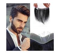 Mens Toupee Men's Hairline Toupee V-Shape PU Thin Skin Base Frontal Hairpiece 100% Real Human Hair Forehead Hairline Replacement for Men Toupee Hair for Men(5x17cm-V style)