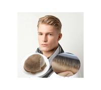 Mens Toupee Men's Toupee Lace Hairline Style Swiss Lace Front Men Bleached knot Front with Replacement Mens Toupee Hairpiece Wigs(Dark Brown,6x8)