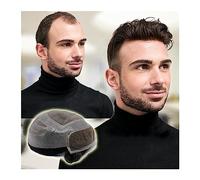 Mens Toupee Men's Toupee Mono Lace Top with PU Around 10"x8" Hairpiece for Men 6" Natural Black Color Human Hair Men's Capillary Prothesis Toupee for Men(6 INCHES-1B#-130%-FREE-8X10)