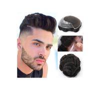 Mens Toupee Men's Wig Hairline Swiss Lace Thin PU Male Wig Remy Human Hair Replacement System Hair Prosthesis Toupee Men Wigs(Platinum Blonde,6x8)