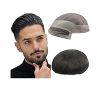 Mens Toupee Mono & Pu Human Hair Pieces Toupee for Men Hair units Male Hair Replacement System Hair Prosthesis Toupee for Men(6x8)