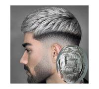 Mens Toupee Remy Human Hair Man Wig Grey Mix Black Color Durable 0.06-0.08mm Thin Skin ToupeeFull PU Hairpiece Unit Replacement Toupee Hair for Men(520#)