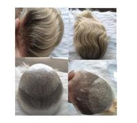 Mens Toupee Replacement For Men Human Hair System Omber Blonde Toupee For Swiss Lace Thin Skin PU 8X10 Straight Wigs Hairpieces(Blonde Color)