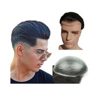 Mens Toupee Toupee for Men 0.04mm Ultra Thin Skin PU Base Hairpiece 8x10 Inches Male Human Hair Prosthesis #1 Jet Black 110% Density Wig Replacement System Toupee for Men