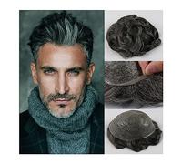 Mens Toupee Toupee for Men European Human Hair Pieces 0.08mm Soft Thin Skin V-looped PU Base Prosthesis Units 6" Male Wig Hair Replacement System Toupee for Men(6 INCHES-1B40#-120%-FREE-6X8)