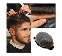 Mens Toupee Toupee for Men Hair Pieces with 8x10" Thin Skin PU Base Swiss Lace Front Hair System Replacement 6" Indian Human Hair Wigs Units, 2 Dark Brown Color Toupee for Men(6 INCHES-#2-120%-FREE-8