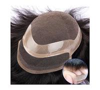 Mens Toupee Toupee for Men Mono Top & NPU Perimeter and Lace Front Mens Toupee 6" Human Hair System Unit Natural Hairline #1B Breathable Male Replacement Wigs Toupee Hair for Men(Straight 130%,6x9)