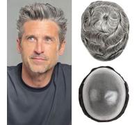 Mens Toupee Toupee Hair for Men 0.06mm Poly Skin Human Hair Men's Toupee Durable PU Toupee Hair System for Men Wigs(Jet Black,7x10)