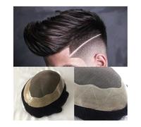 Mens Toupee Toupee Men Fine Mono Lace Hairpiece Prosthesis Unit Male Wig Real Indian Human Hair Replacement System Men's Wigs Wigs(Off Black with 10% Gray Hair,5x8)