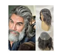 Men's Toupee Ultra Thin Skin Men Toupee 12Inch Long V-loop 8''x10'' Full PU Human Hair Replacement System Toupee for Men