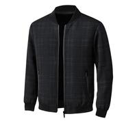 Men'S Track Jackets - Casual Baseball Collar Plaid Jacket Lightweight Business Casual Outerwear for Daily Wear And Outdoor Activities (Black Xxxxxl)