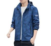 Men'S Track Jackets - Male Solid Color Hooded Windproof Zipper Cardigan Jacket Casual Sports Loose Jacket for Gentleman (Blue Xxxl)