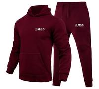 Mens Track Suit 2 Piece Set Striped Pullover Hoodie Casual Hoody Top Fleece Joggers Gym Jogging Bottoms Sweat Outfits Sportswear for Gym Running Exercise Fitness