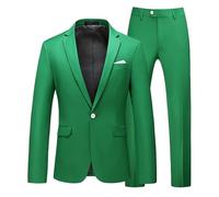 Mens Track Suit Pants Men's Suit Slim 2 Suit Business Wedding Party Jacket Coat & Pants Dumb and Suits (Green, XXXXL)